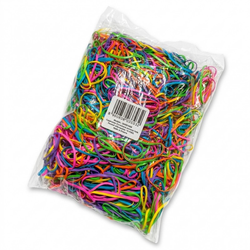Elastice cauciuc colorate birou 8 cm diametru 1 kg punga Adison